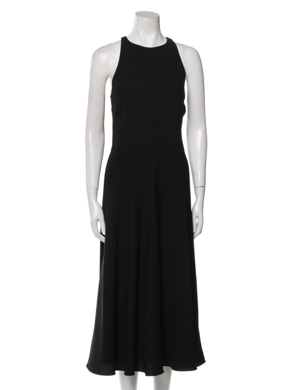 Halston Sleeveless Black Midi Dress - Classic A-Line